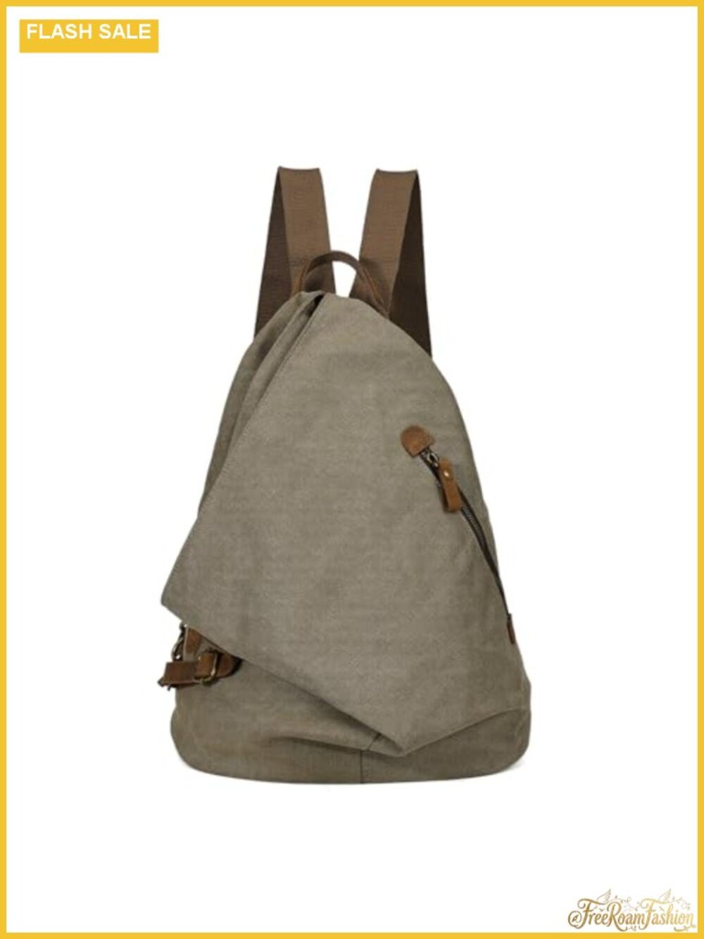 Canvas Vintage Backpack - Waterproof Leather Trim Casual Daypack for Travel